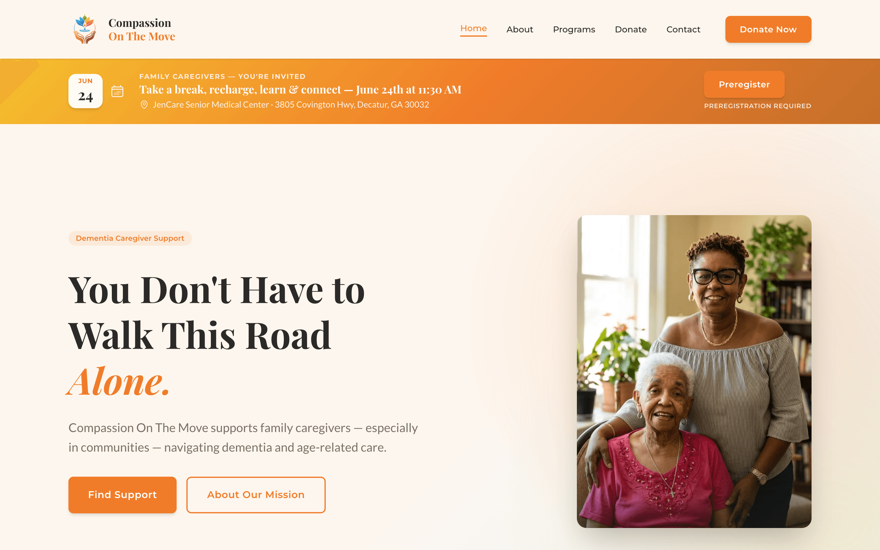 Compassion on the Move website homepage