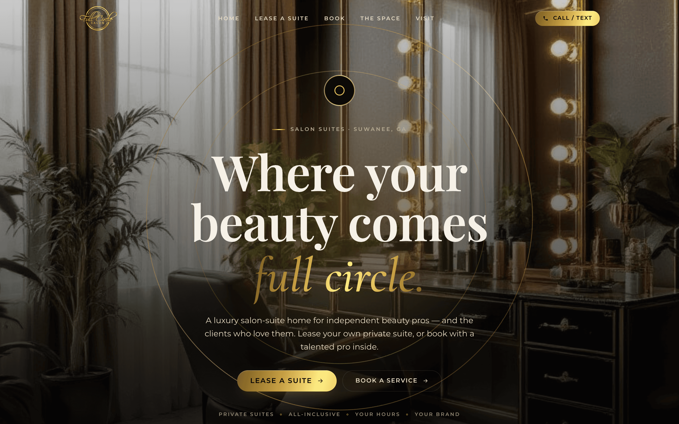 Full Circle Salon And Spa Suites website homepage