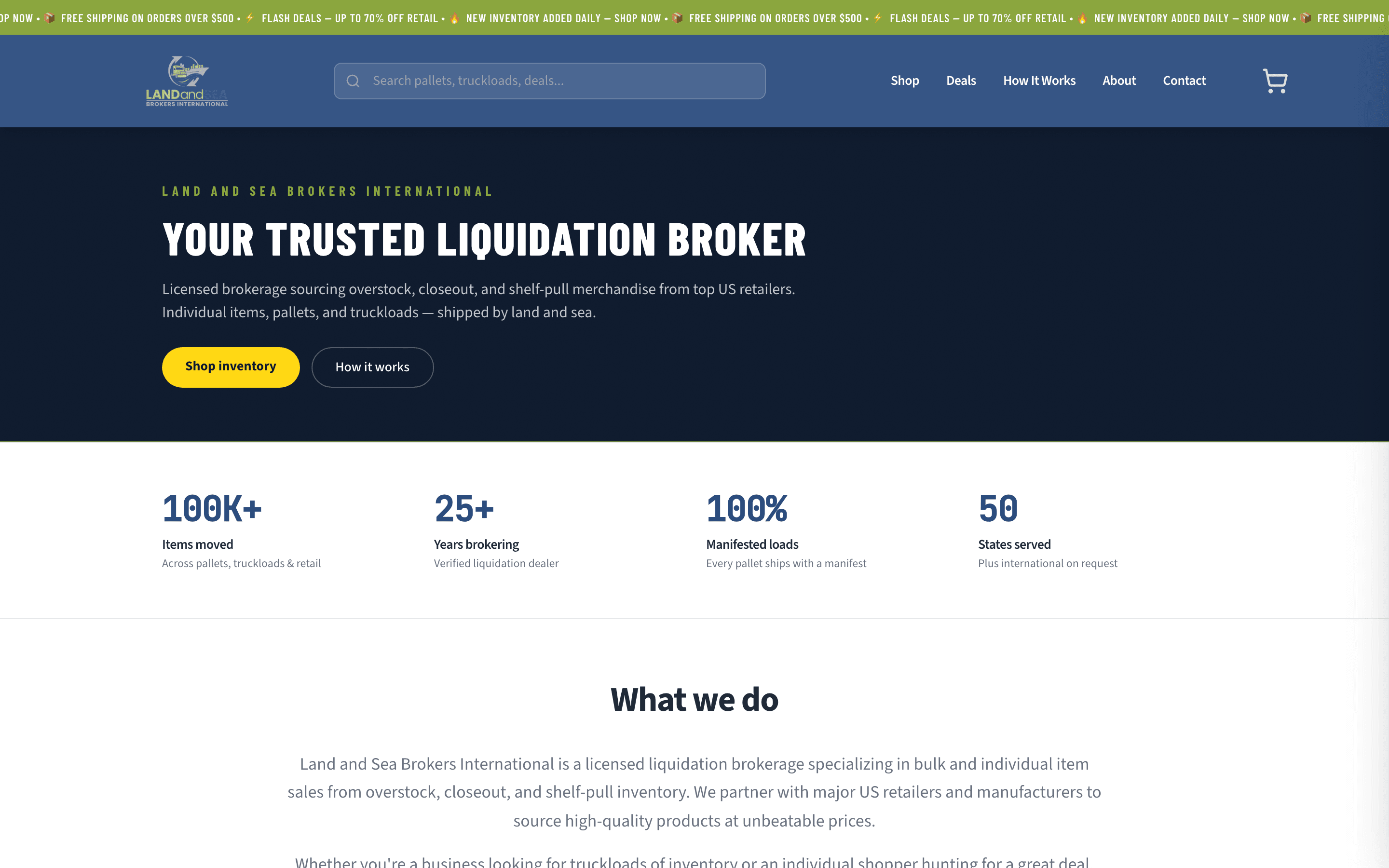 Land & Sea Brokers Int'l website homepage