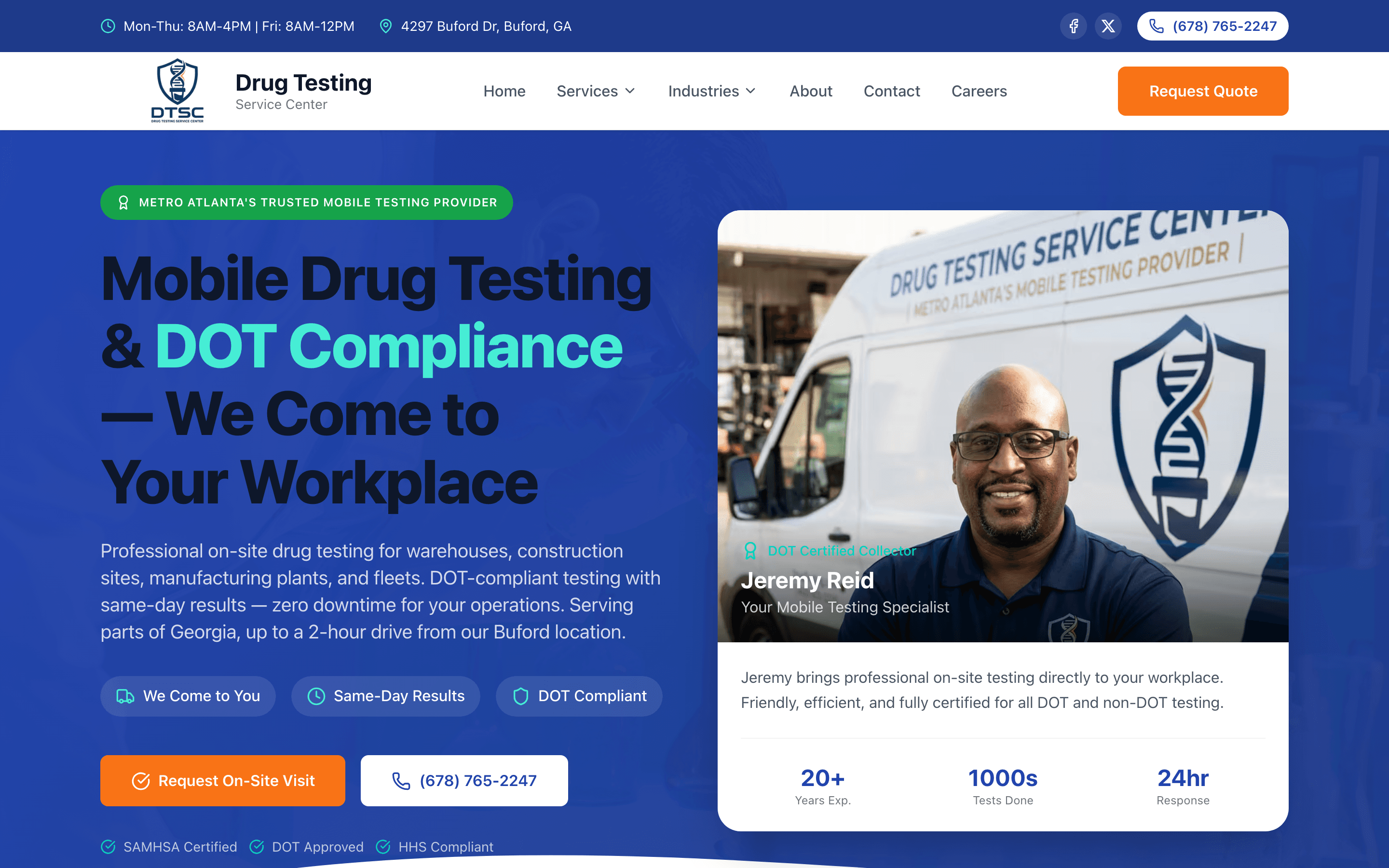 DTSC — Drug Testing Service Center website homepage