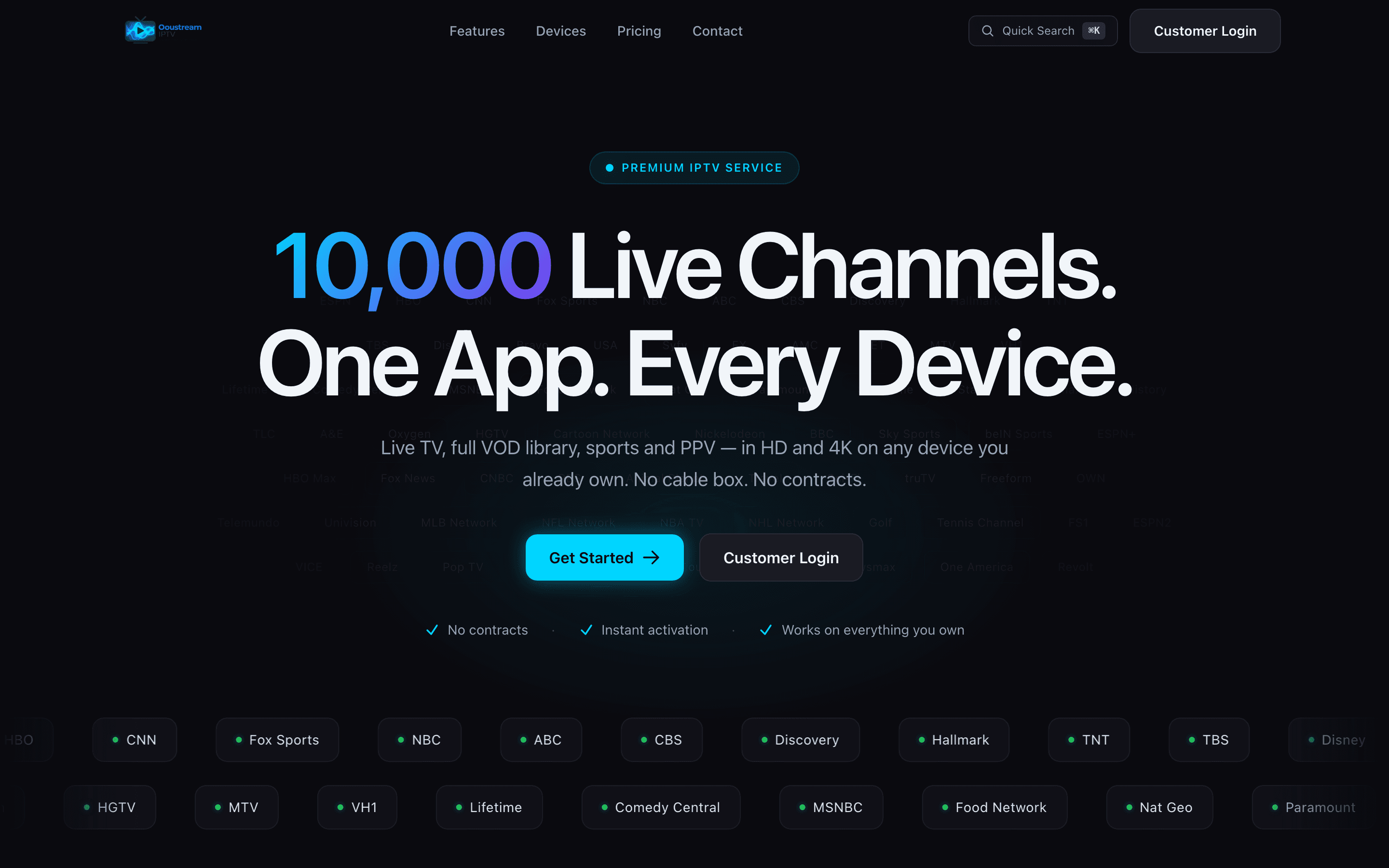 OouStream website homepage