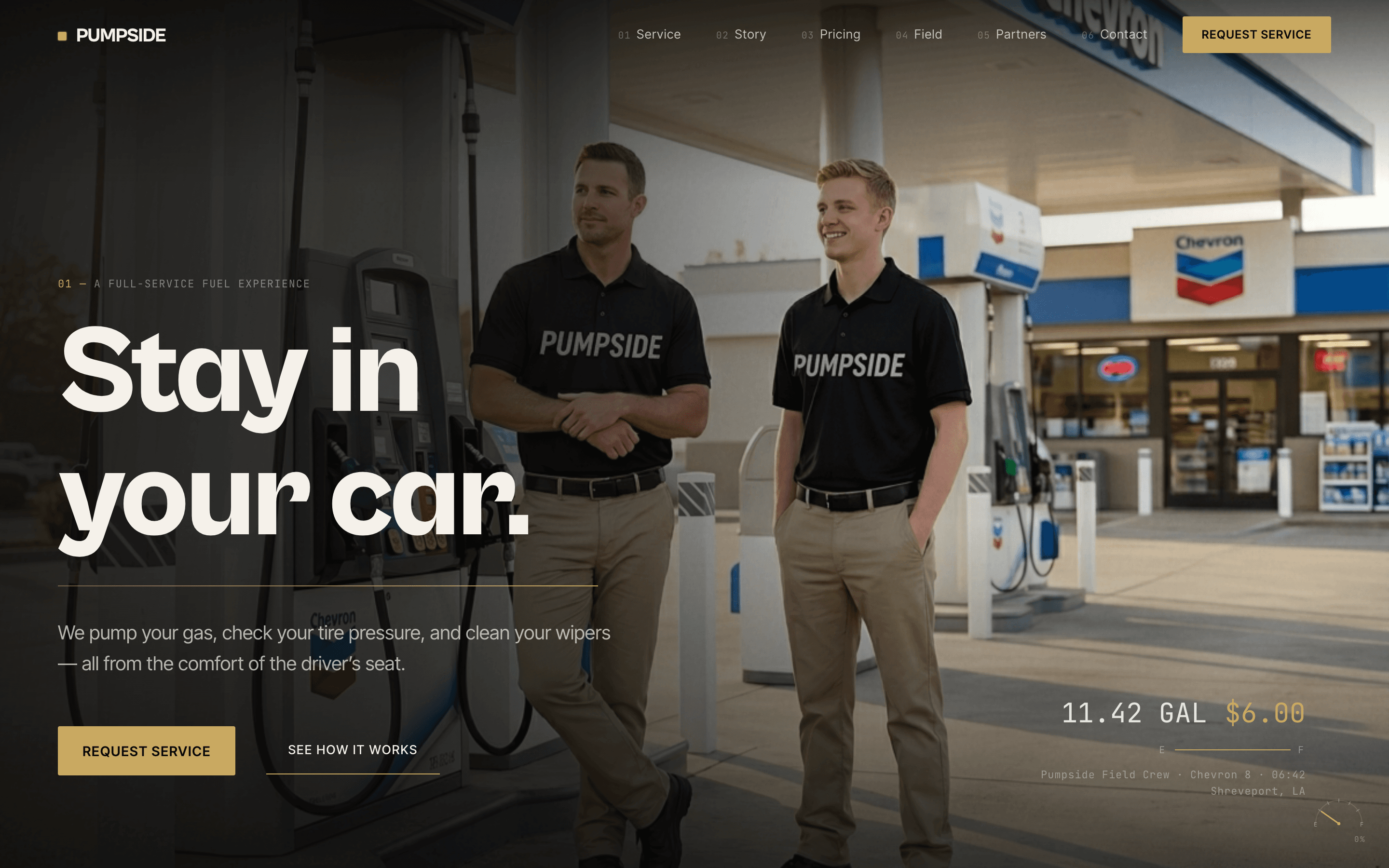 Screenshot of Pumpside — live client website