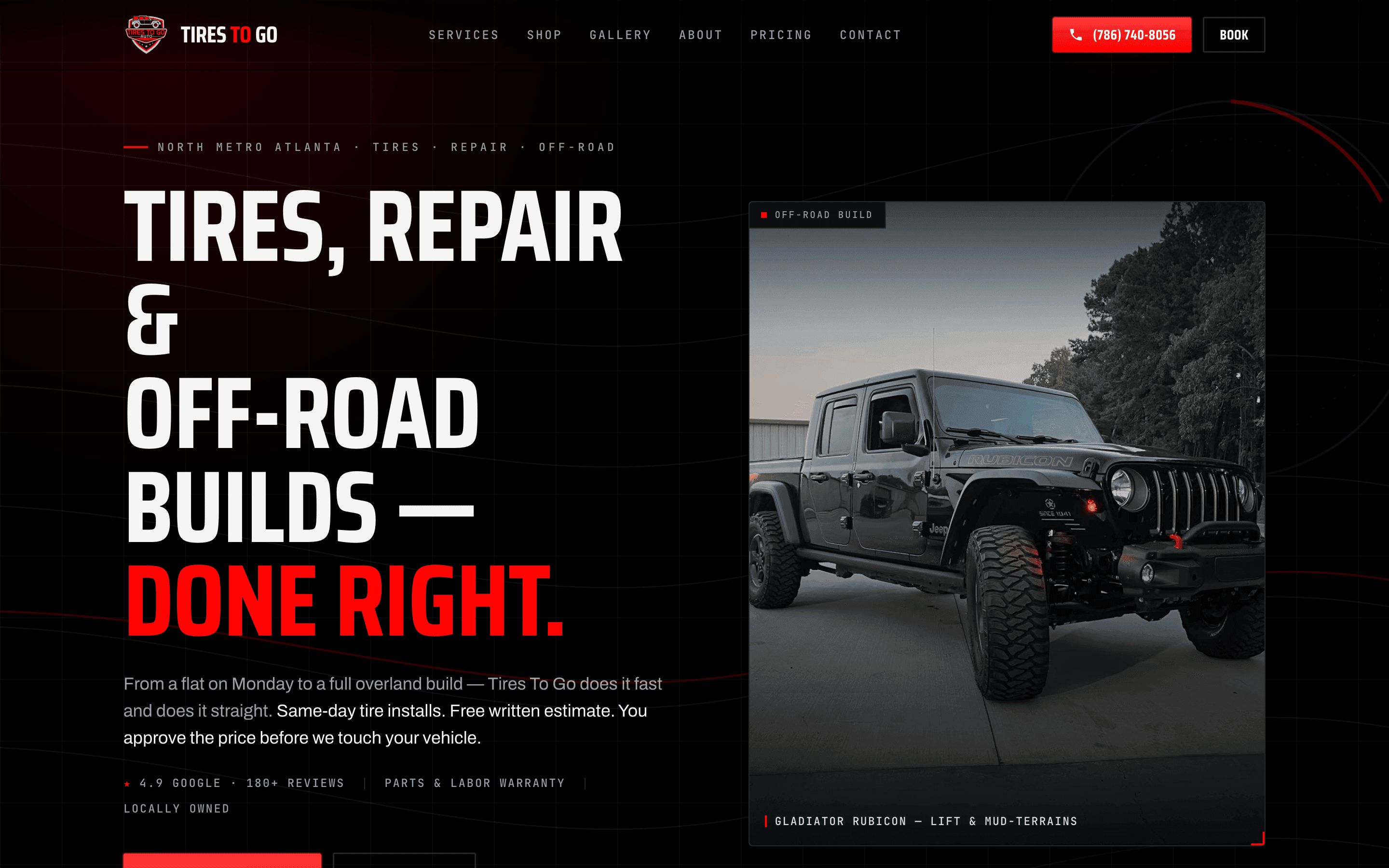 Screenshot of Tires To Go Auto — live client website