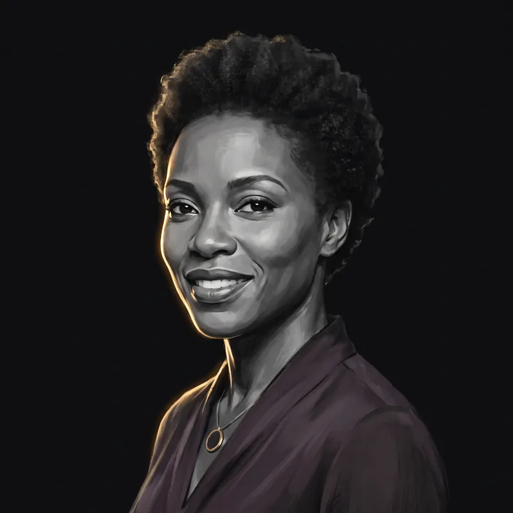 Simone Adeyemi — Booking Systems Architect, illustrated portrait