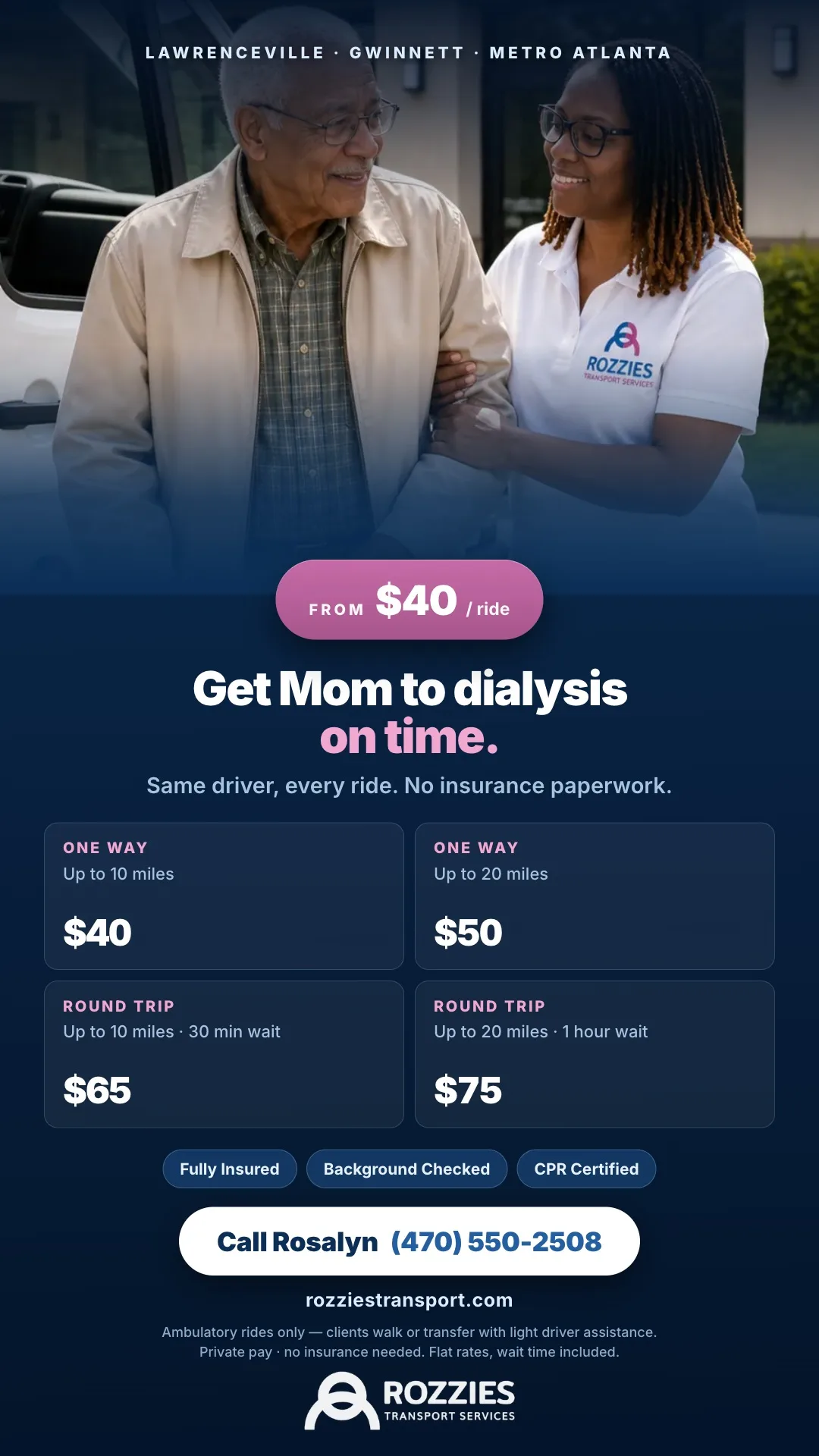 Rozzie's Transport — Services promo